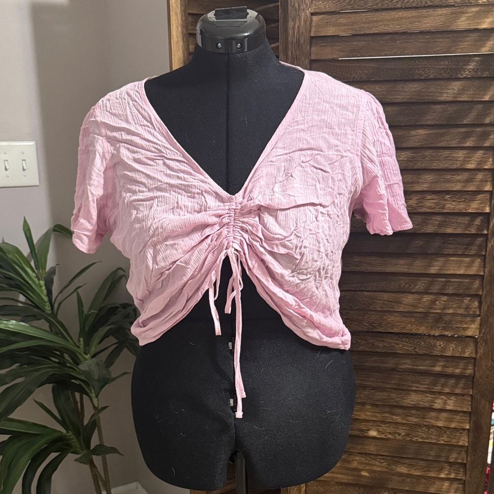 Hippie Rose Light Pink Ruched Crop Top